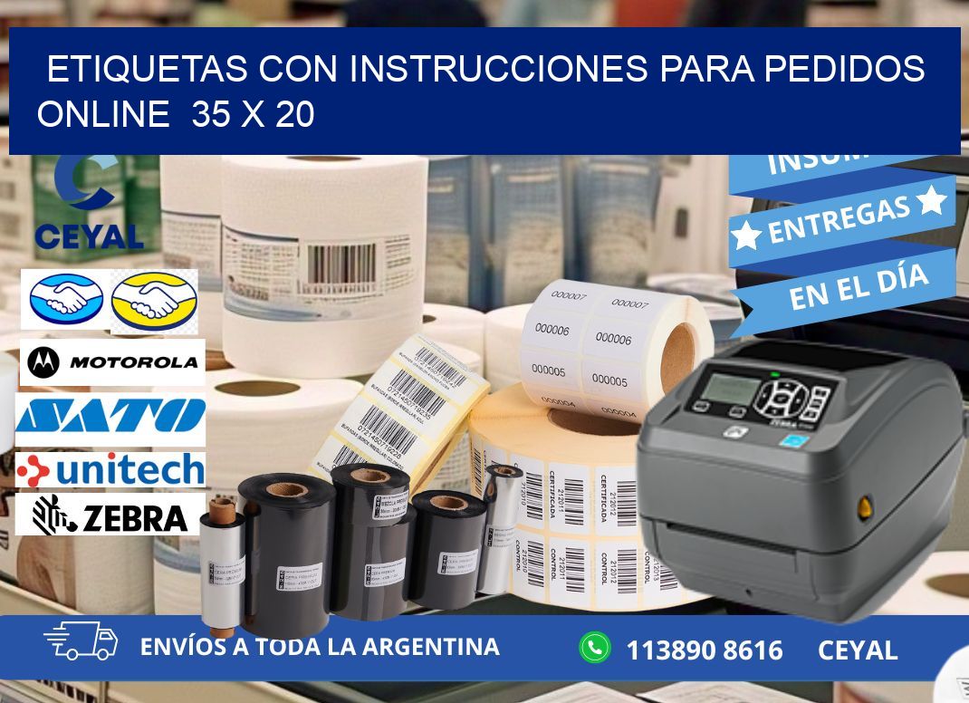 ETIQUETAS CON INSTRUCCIONES PARA PEDIDOS ONLINE  35 x 20