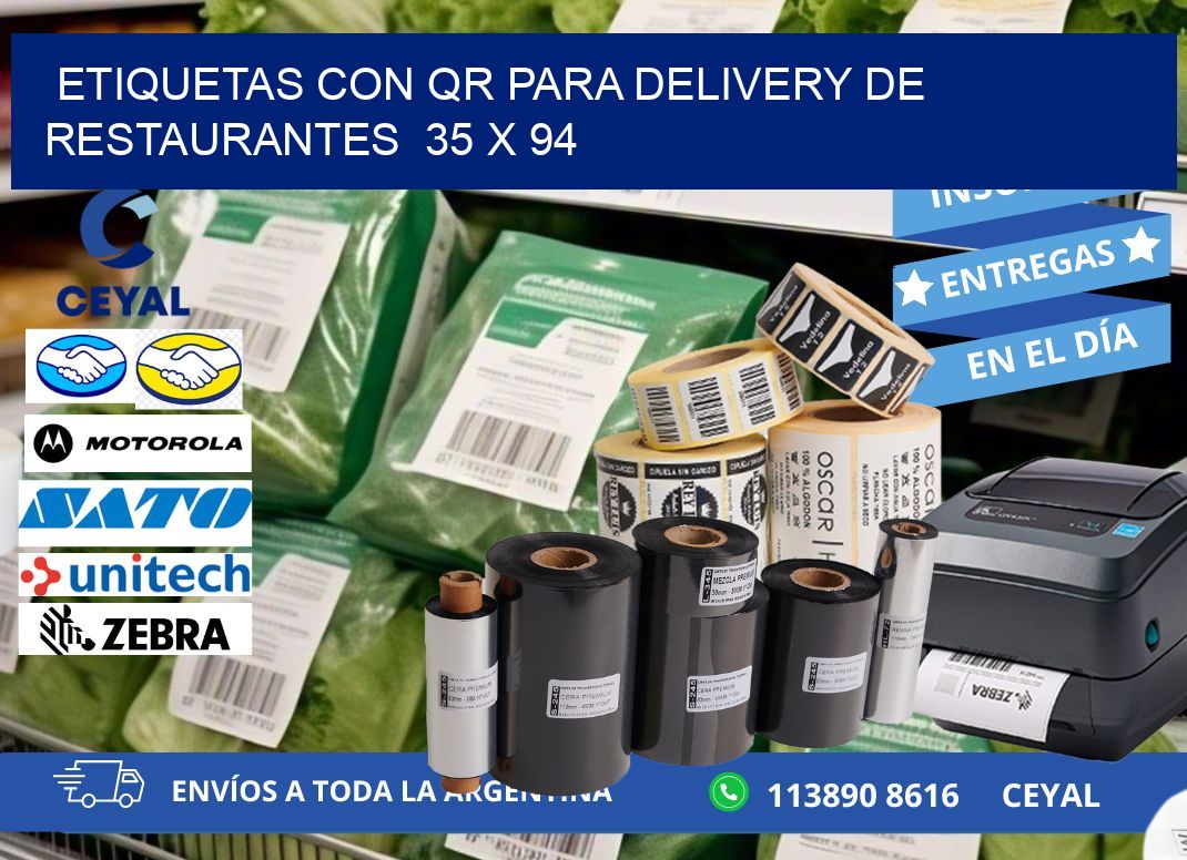 ETIQUETAS CON QR PARA DELIVERY DE RESTAURANTES  35 x 94