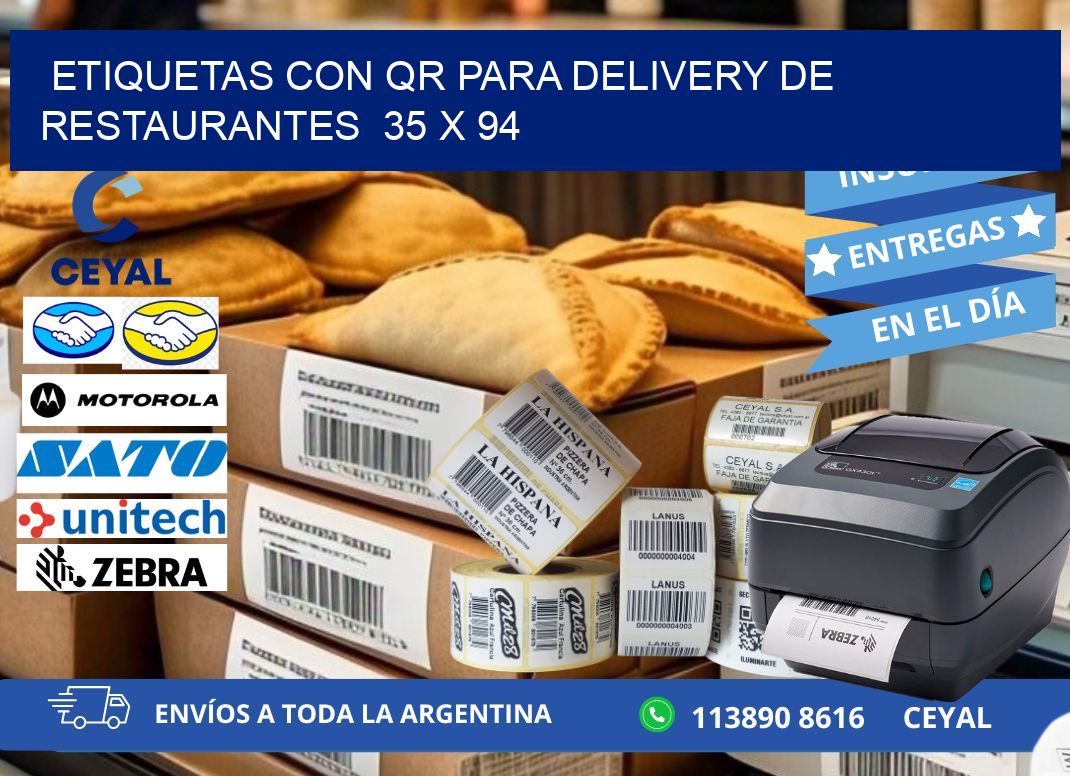 ETIQUETAS CON QR PARA DELIVERY DE RESTAURANTES  35 x 94