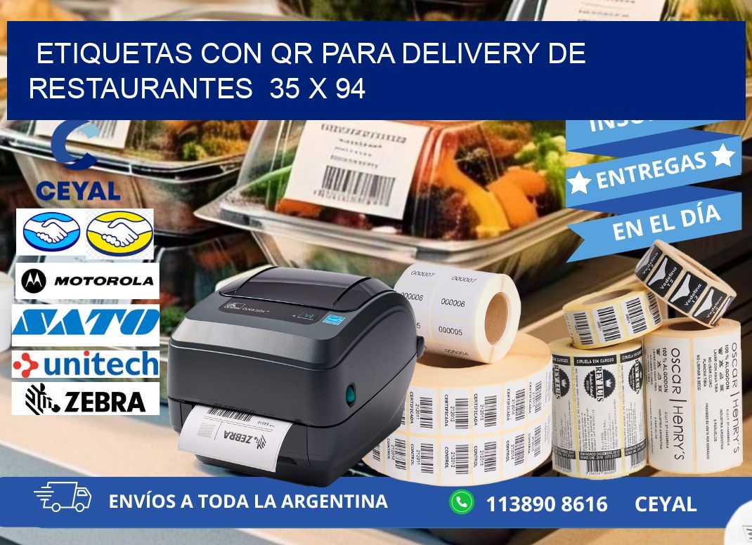 ETIQUETAS CON QR PARA DELIVERY DE RESTAURANTES  35 x 94