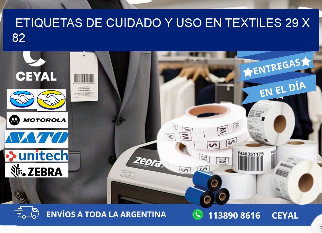 ETIQUETAS DE CUIDADO Y USO EN TEXTILES 29 x 82