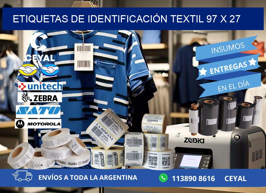 ETIQUETAS DE IDENTIFICACIÓN TEXTIL 97 x 27