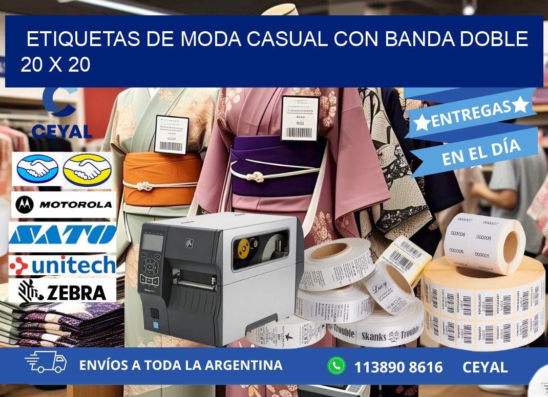 ETIQUETAS DE MODA CASUAL CON BANDA DOBLE 20 x 20