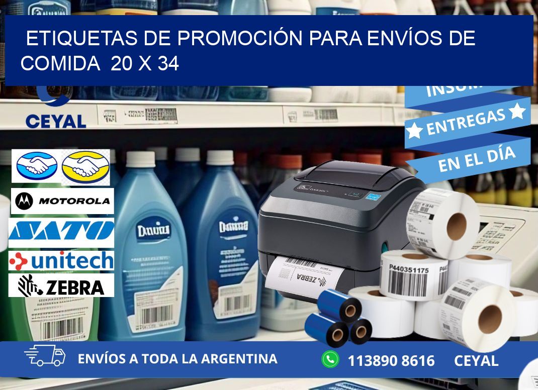 ETIQUETAS DE PROMOCIÓN PARA ENVÍOS DE COMIDA  20 x 34