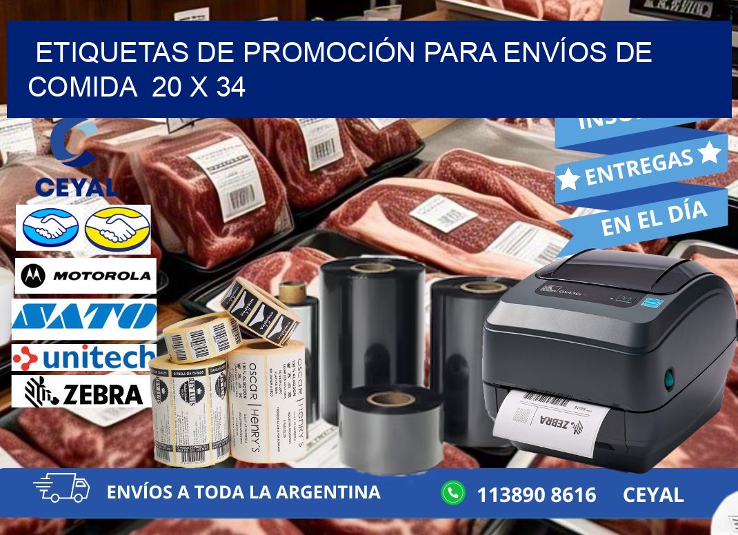 ETIQUETAS DE PROMOCIÓN PARA ENVÍOS DE COMIDA  20 x 34