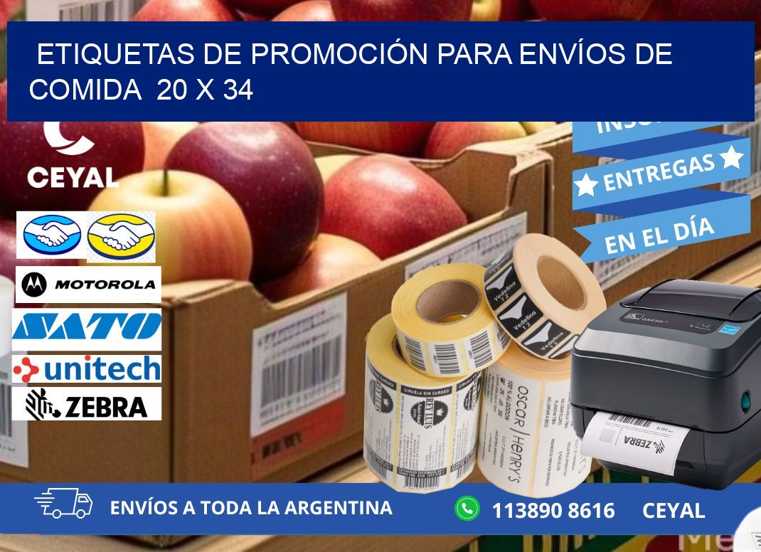 ETIQUETAS DE PROMOCIÓN PARA ENVÍOS DE COMIDA  20 x 34