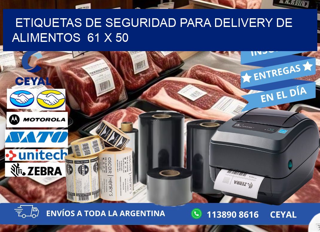 ETIQUETAS DE SEGURIDAD PARA DELIVERY DE ALIMENTOS  61 x 50