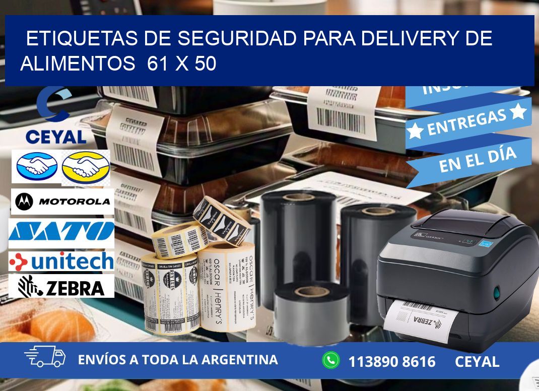 ETIQUETAS DE SEGURIDAD PARA DELIVERY DE ALIMENTOS  61 x 50