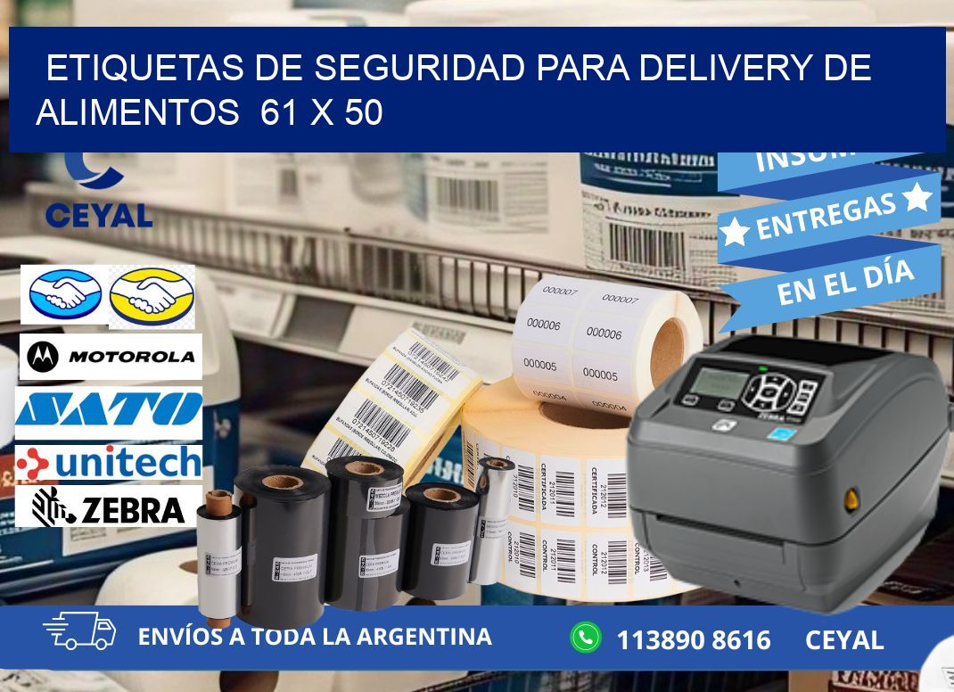 ETIQUETAS DE SEGURIDAD PARA DELIVERY DE ALIMENTOS  61 x 50