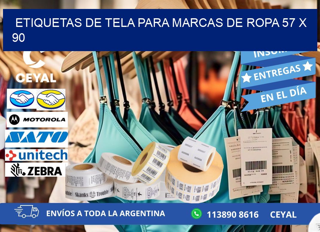 ETIQUETAS DE TELA PARA MARCAS DE ROPA 57 x 90