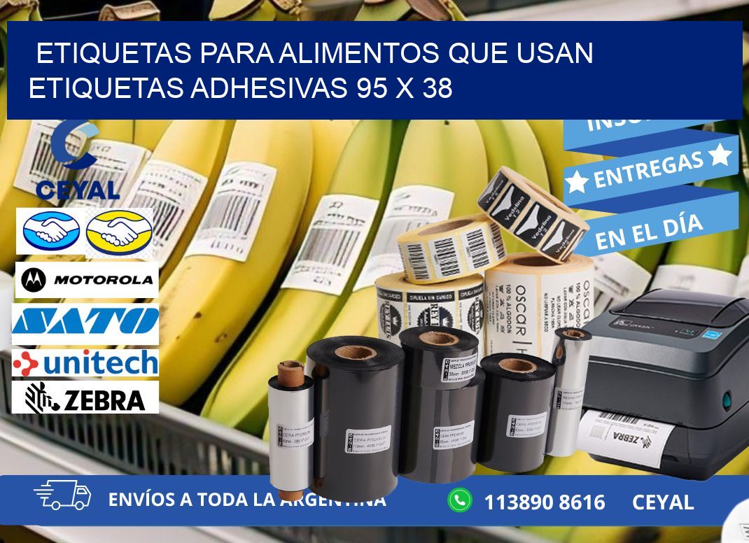 ETIQUETAS PARA ALIMENTOS QUE USAN ETIQUETAS ADHESIVAS 95 x 38