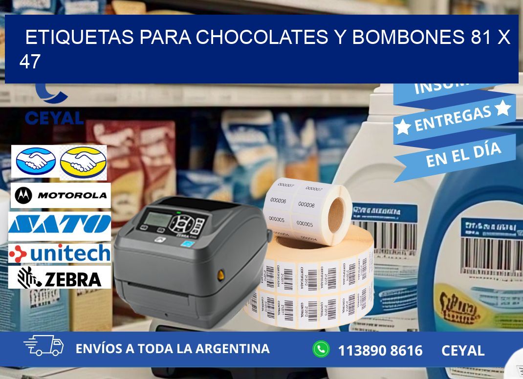 ETIQUETAS PARA CHOCOLATES Y BOMBONES 81 x 47