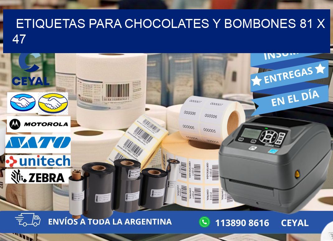 ETIQUETAS PARA CHOCOLATES Y BOMBONES 81 x 47