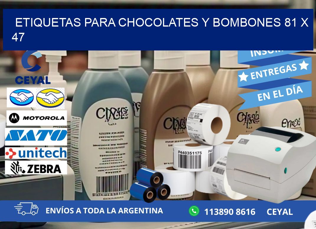 ETIQUETAS PARA CHOCOLATES Y BOMBONES 81 x 47