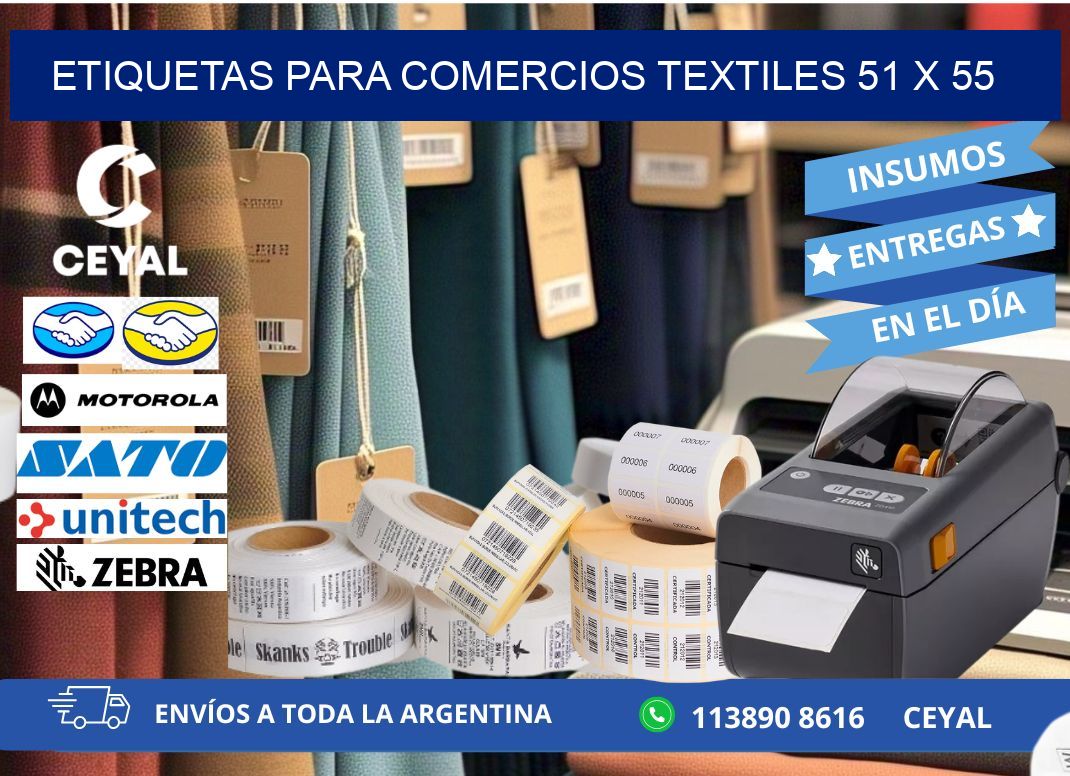 ETIQUETAS PARA COMERCIOS TEXTILES 51 x 55