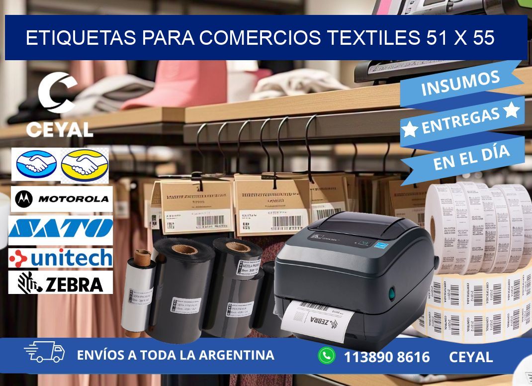 ETIQUETAS PARA COMERCIOS TEXTILES 51 x 55