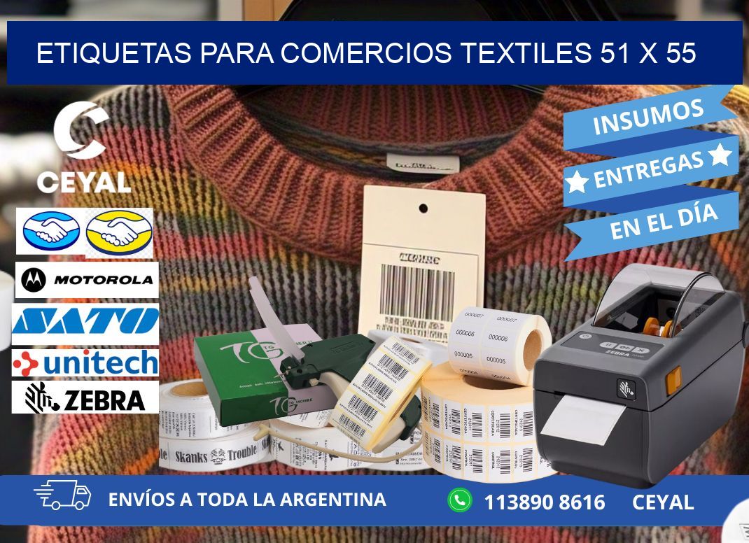 ETIQUETAS PARA COMERCIOS TEXTILES 51 x 55