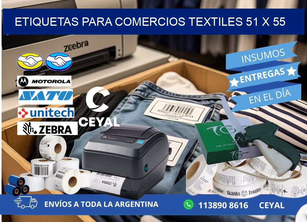 ETIQUETAS PARA COMERCIOS TEXTILES 51 x 55