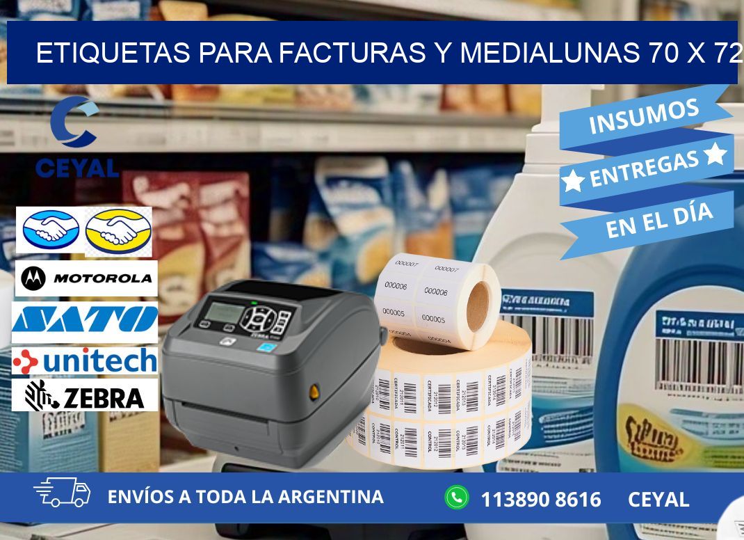 ETIQUETAS PARA FACTURAS Y MEDIALUNAS 70 x 72