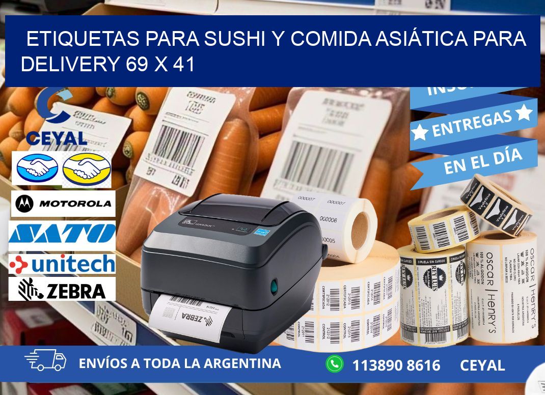 ETIQUETAS PARA SUSHI Y COMIDA ASIÁTICA PARA DELIVERY 69 x 41