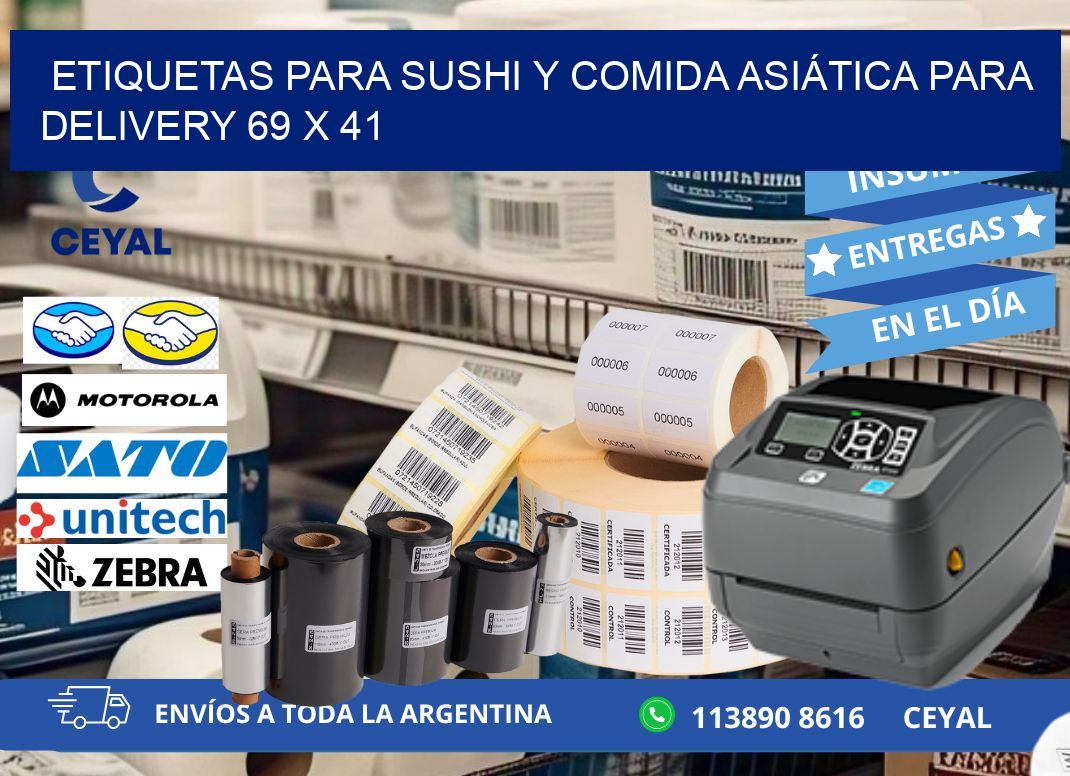 ETIQUETAS PARA SUSHI Y COMIDA ASIÁTICA PARA DELIVERY 69 x 41