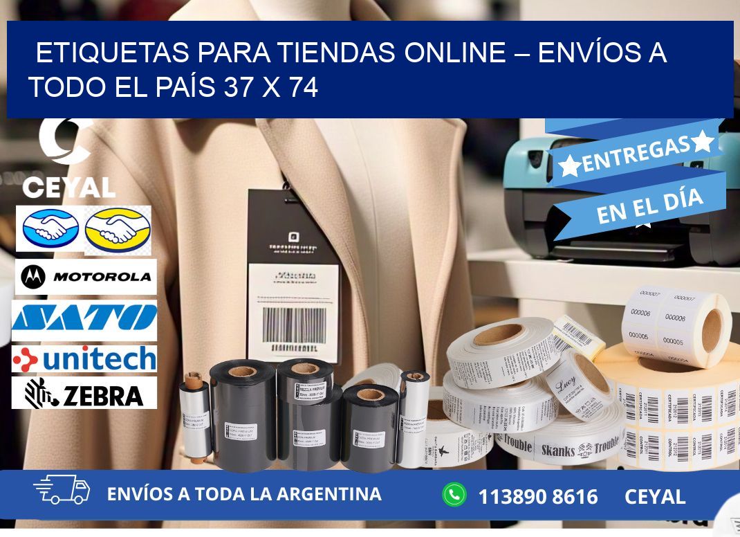ETIQUETAS PARA TIENDAS ONLINE – ENVÍOS A TODO EL PAÍS 37 x 74