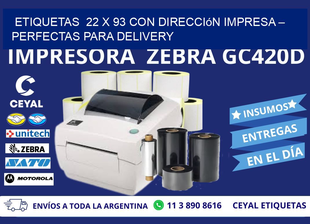 Etiquetas  22 x 93 con Dirección Impresa – Perfectas para Delivery