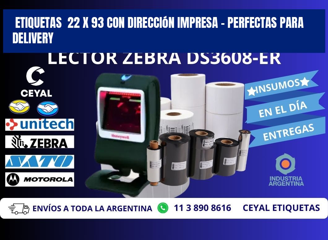 Etiquetas  22 x 93 con Dirección Impresa – Perfectas para Delivery