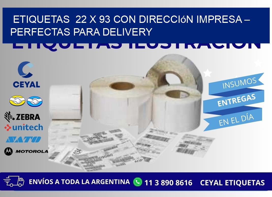 Etiquetas  22 x 93 con Dirección Impresa – Perfectas para Delivery