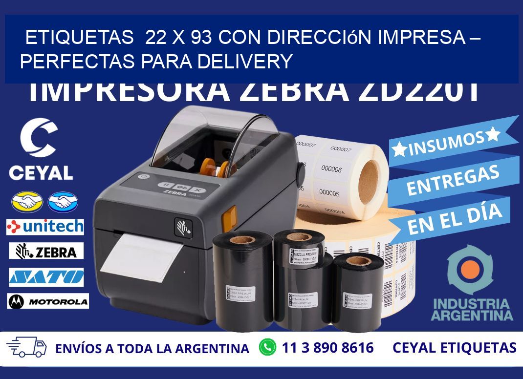 Etiquetas  22 x 93 con Dirección Impresa – Perfectas para Delivery