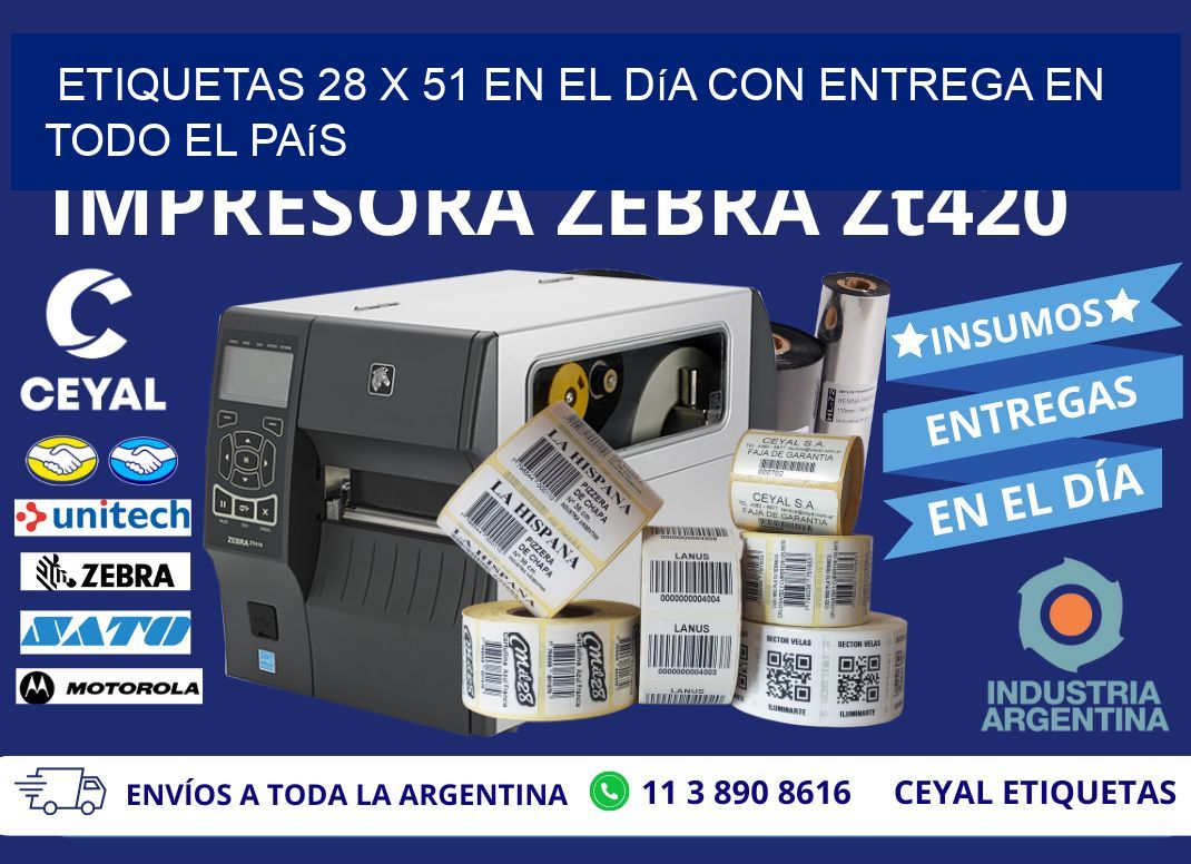 Etiquetas 28 x 51 en el Día con Entrega en Todo el País