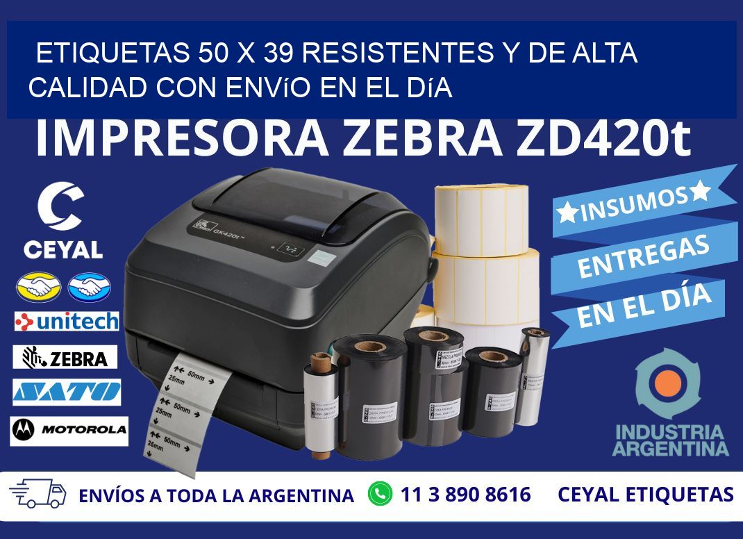 Etiquetas 50 x 39 Resistentes y de Alta Calidad con Envío en el Día