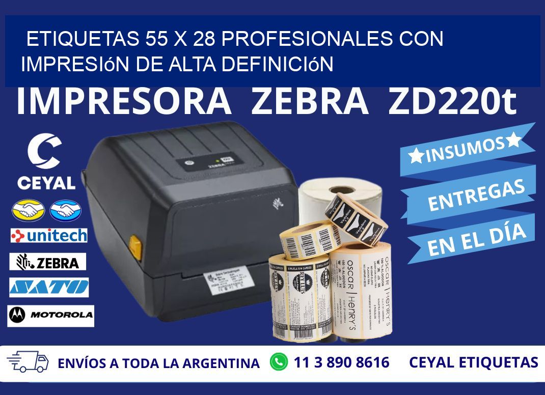 Etiquetas 55 x 28 Profesionales con Impresión de Alta Definición