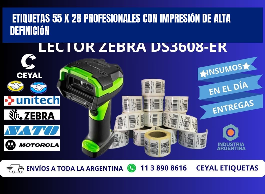 Etiquetas 55 x 28 Profesionales con Impresión de Alta Definición