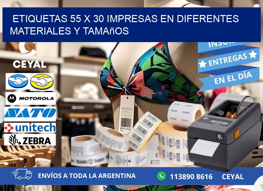 Etiquetas 55 x 30 Impresas en Diferentes Materiales y Tamaños