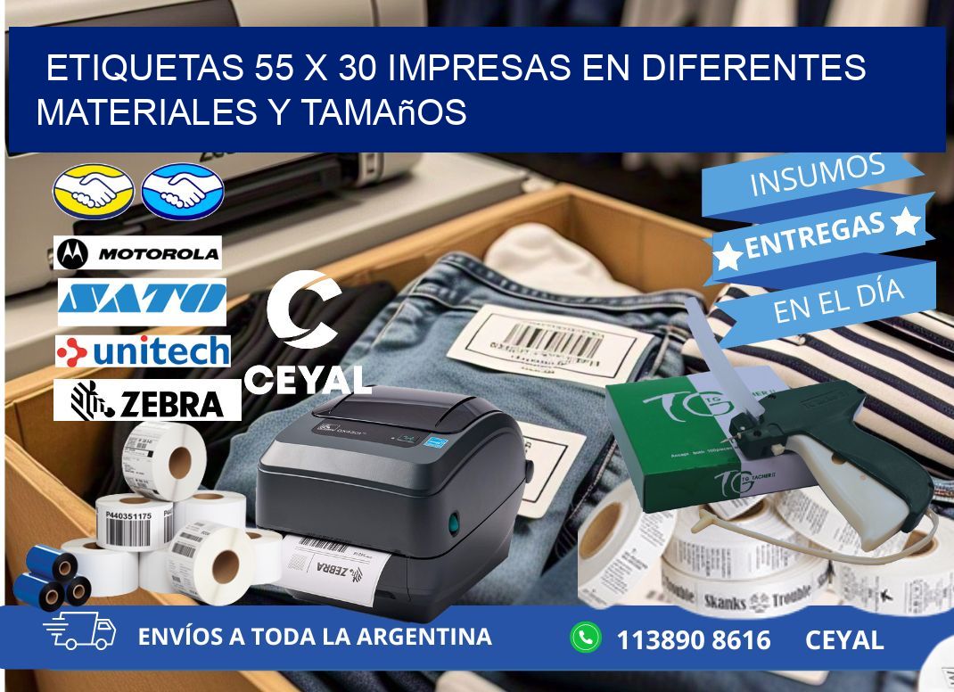 Etiquetas 55 x 30 Impresas en Diferentes Materiales y Tamaños