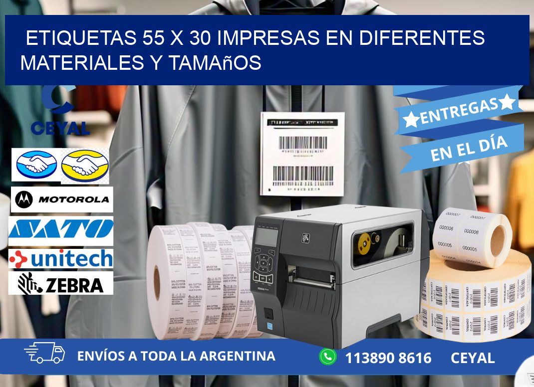 Etiquetas 55 x 30 Impresas en Diferentes Materiales y Tamaños