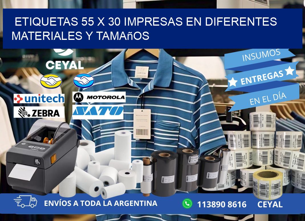 Etiquetas 55 x 30 Impresas en Diferentes Materiales y Tamaños