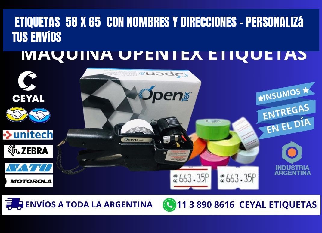 Etiquetas  58 x 65  con Nombres y Direcciones – Personalizá tus Envíos