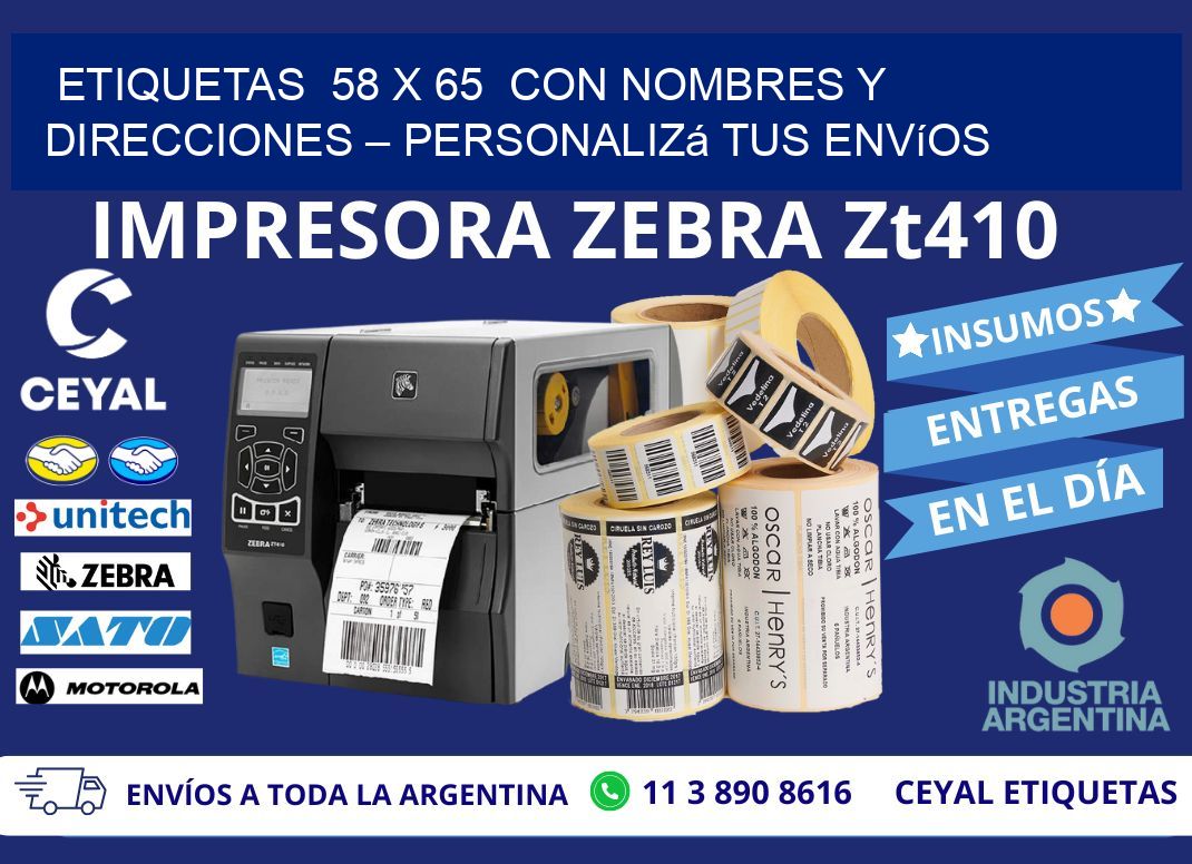 Etiquetas  58 x 65  con Nombres y Direcciones – Personalizá tus Envíos