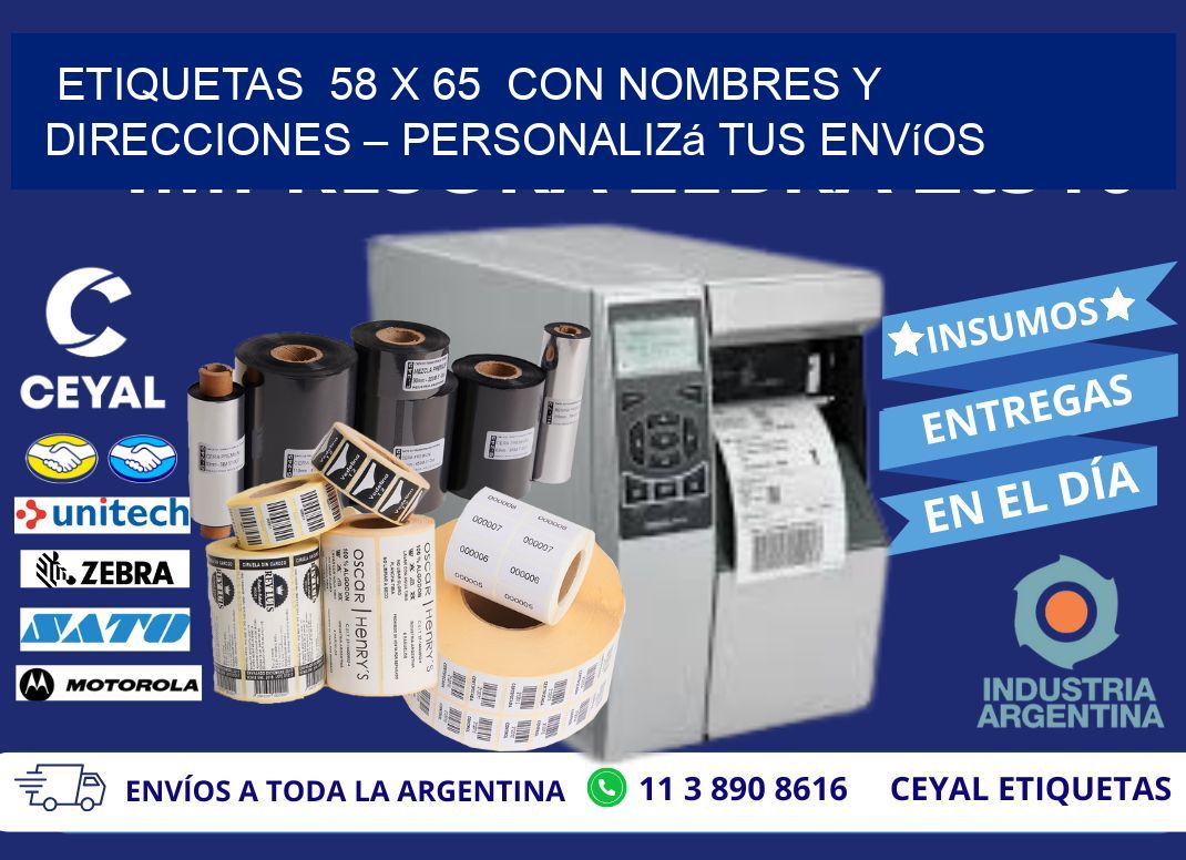 Etiquetas  58 x 65  con Nombres y Direcciones – Personalizá tus Envíos