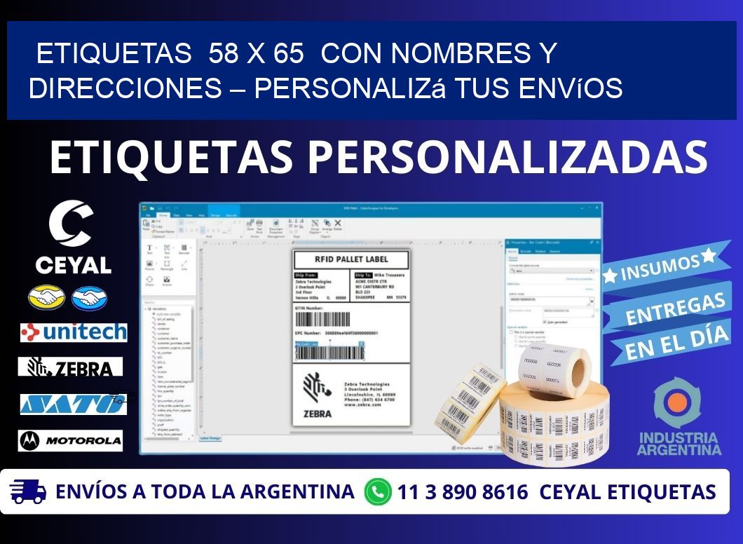 Etiquetas  58 x 65  con Nombres y Direcciones – Personalizá tus Envíos
