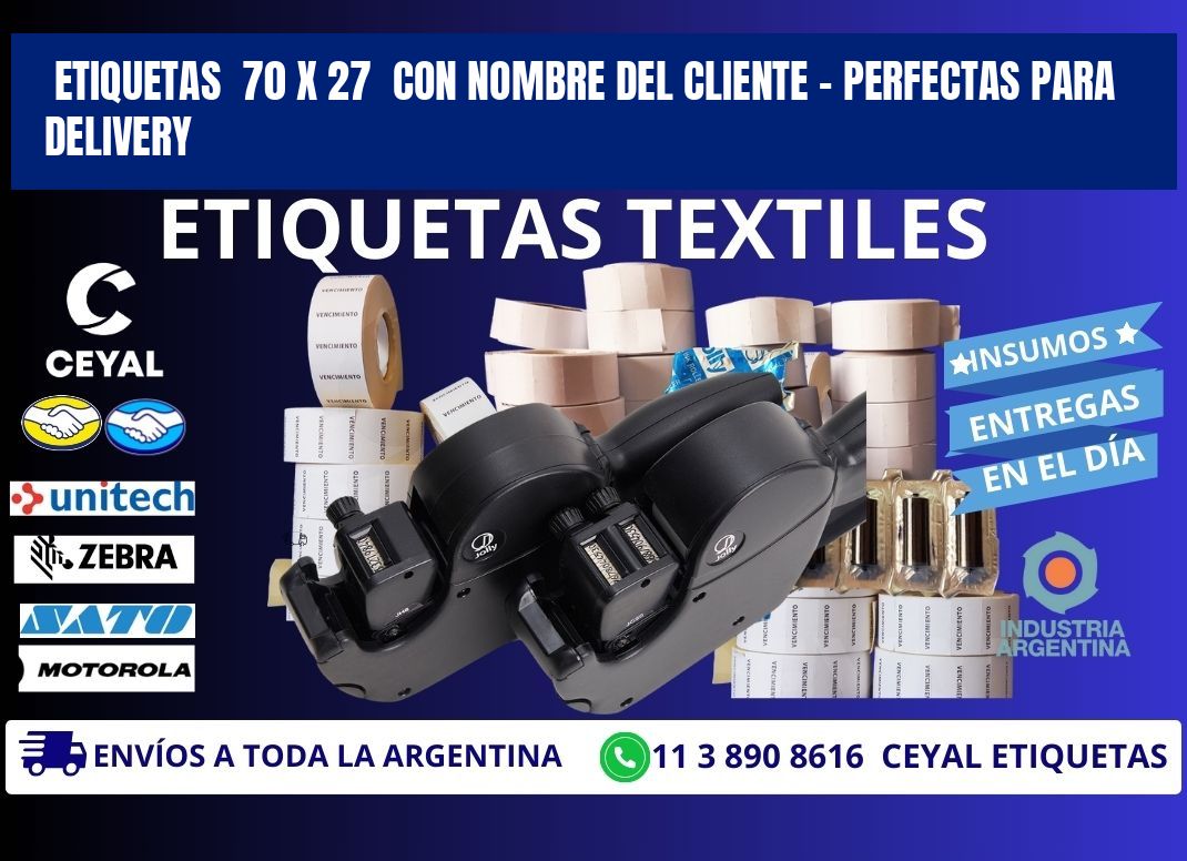 Etiquetas  70 x 27  con Nombre del Cliente – Perfectas para Delivery