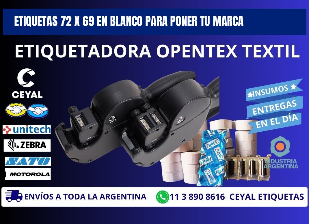 Etiquetas 72 x 69 en blanco para poner tu marca