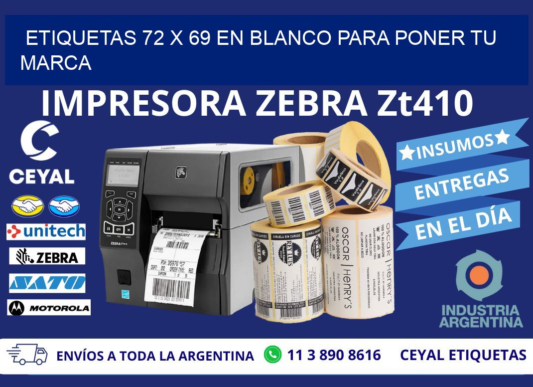 Etiquetas 72 x 69 en blanco para poner tu marca