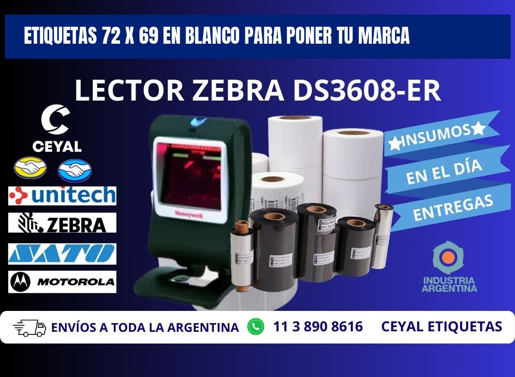 Etiquetas 72 x 69 en blanco para poner tu marca