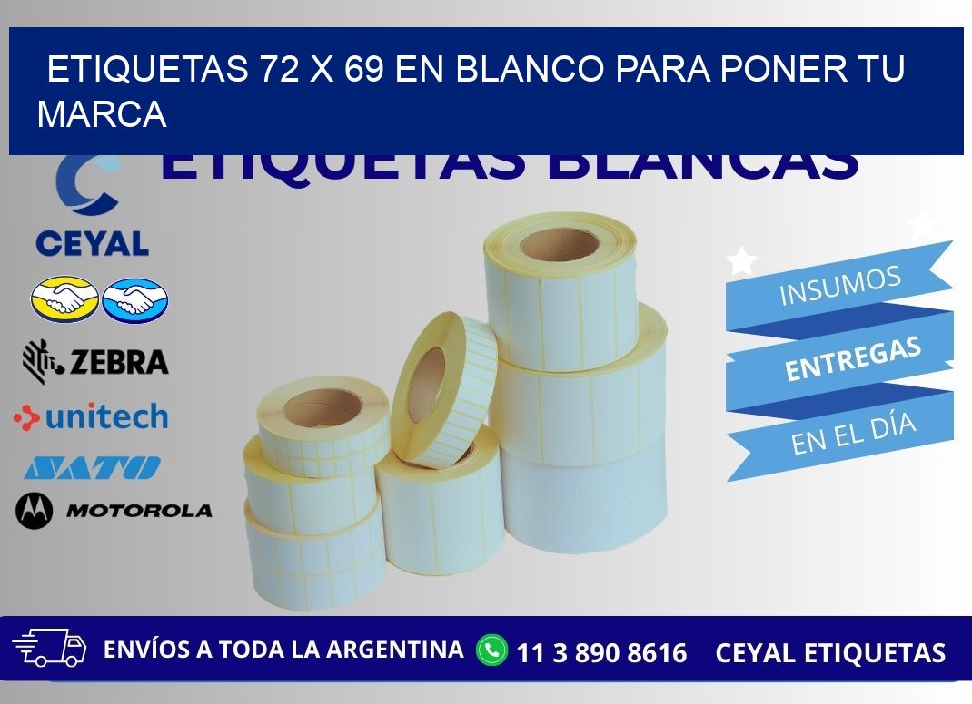 Etiquetas 72 x 69 en blanco para poner tu marca
