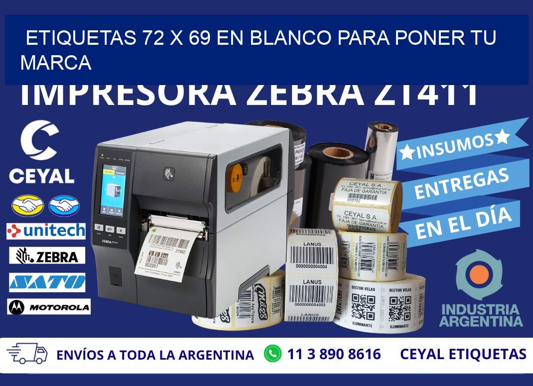 Etiquetas 72 x 69 en blanco para poner tu marca