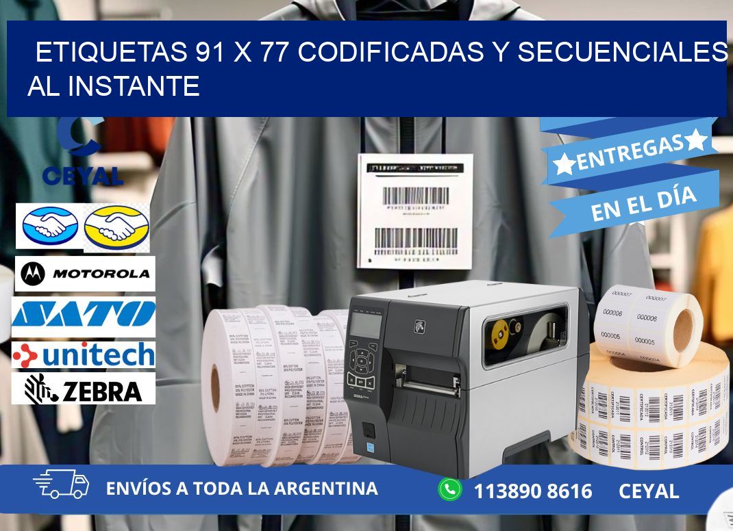 Etiquetas 91 x 77 Codificadas y Secuenciales al Instante