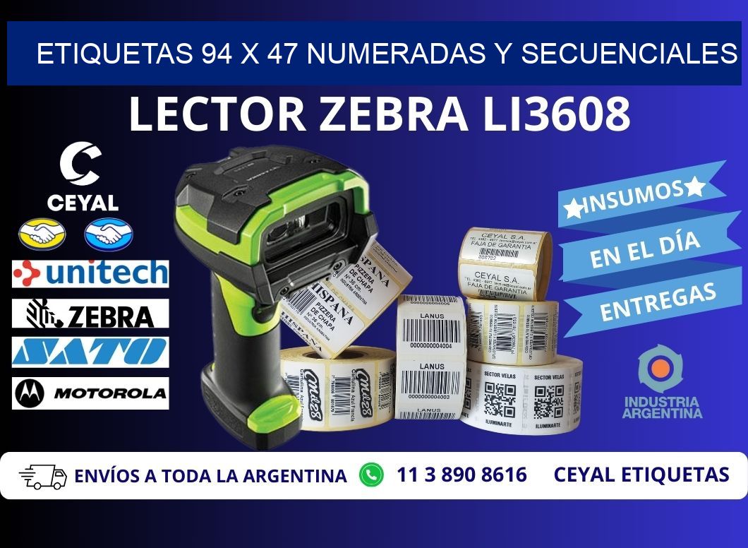 Etiquetas 94 x 47 Numeradas y Secuenciales